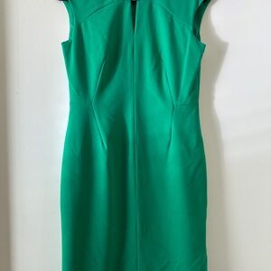 Calvin Klein Green Sheath Midi Dress Crew Neck Sleeveless